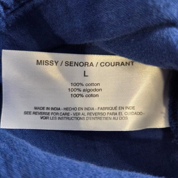 Anne Klein Jeans Womens Gauze Button Up Shirt Estate Blue Large - Picture 7 of 7